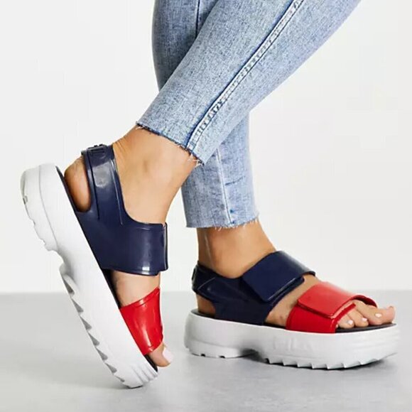 Melissa x Fila Navy Red Chunky Platform Sandals - Picture 1 of 8